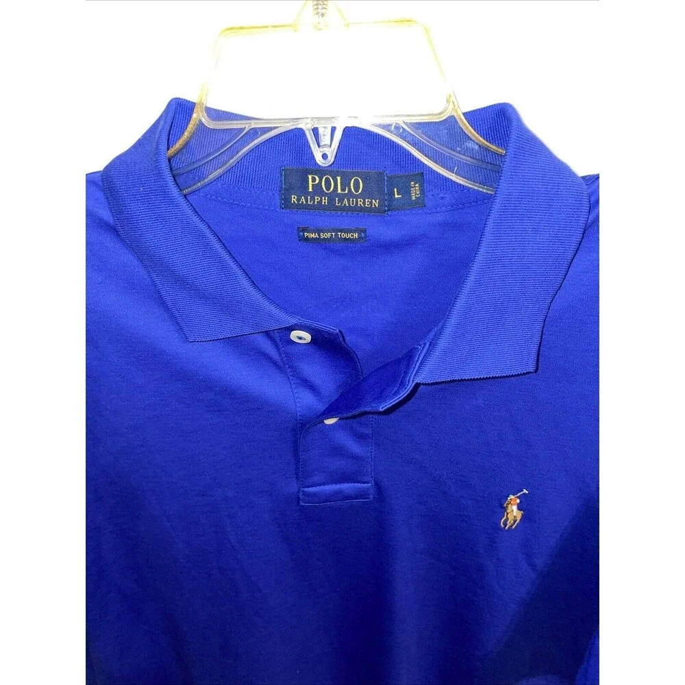 Polo Ralph Lauren Flesh Pony Mens Golf Shirt Size Large Blue Athleisure Outdoors